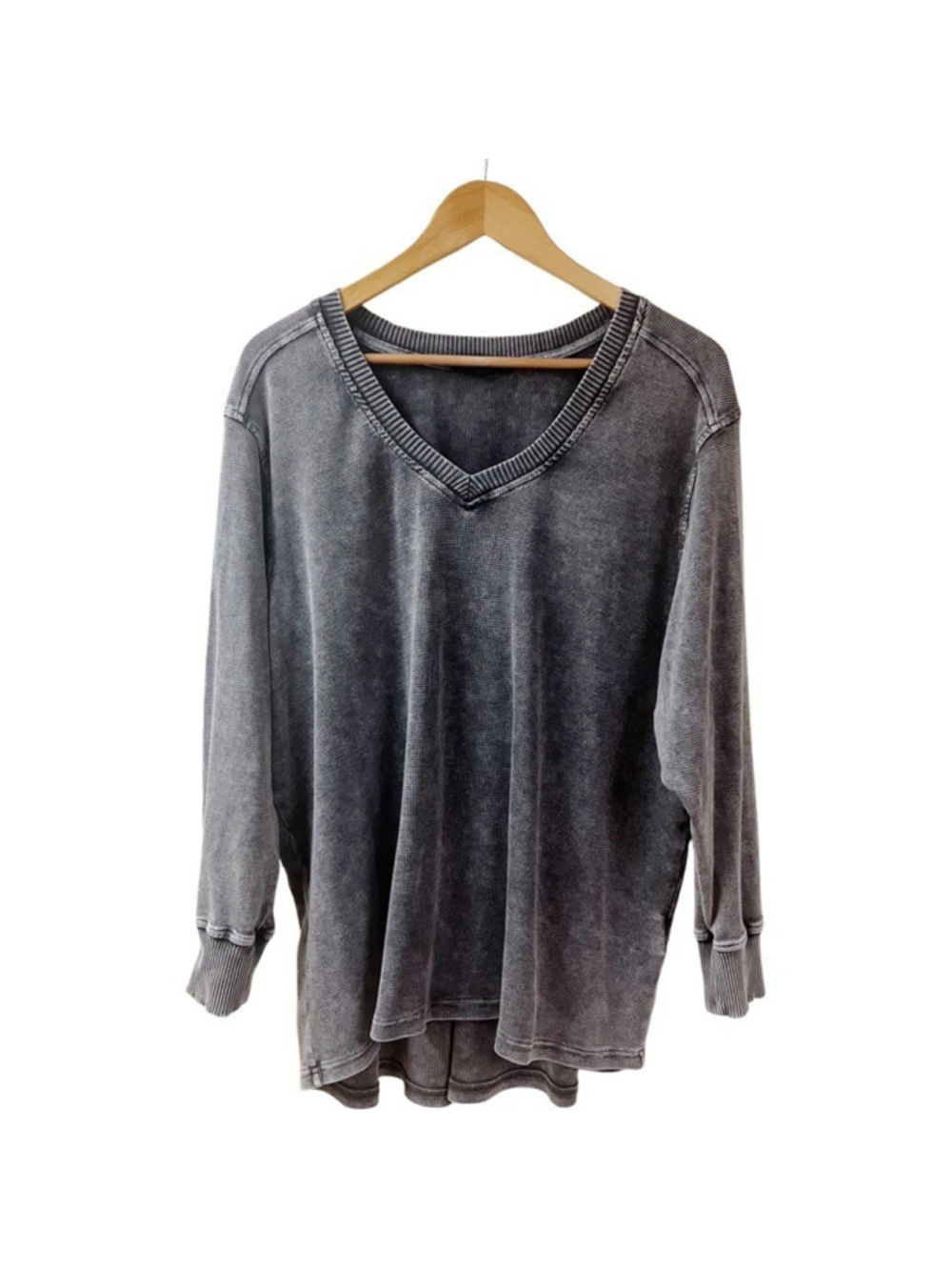 Jane + Delancey Casual Luxe Waffle Tunic Button Back Size 1X Mineral Wash Gray